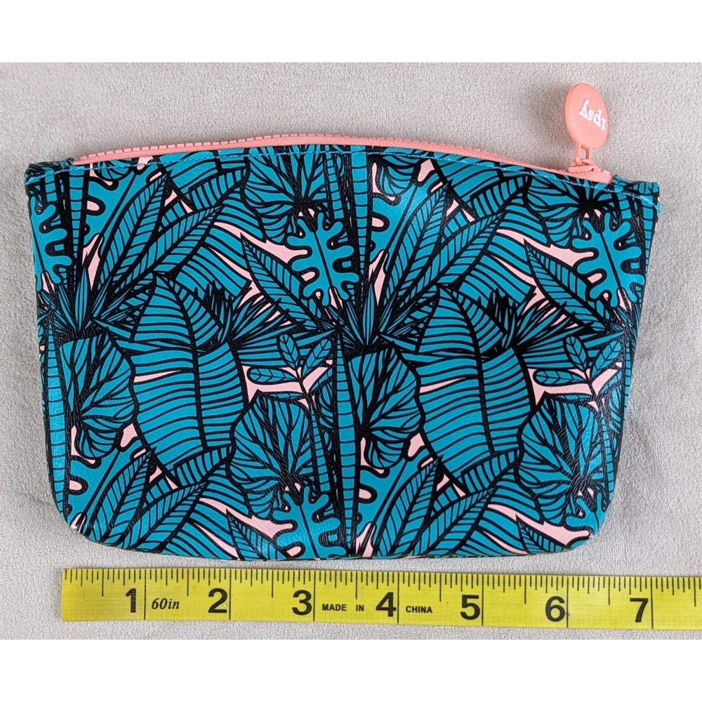 Ipsy Glam Makeup Bag Pink and Teal Leaves
